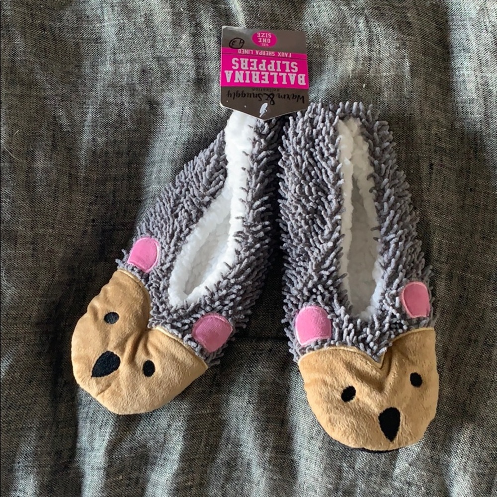 faux sherpa super soft hedgehog slippers